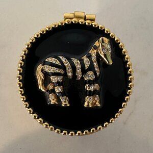 Brass Postage Stamp Roll Holder Black and Rhinestone Zebra